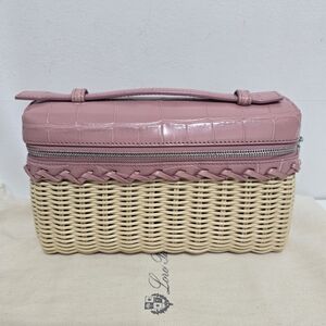 RARE & NEW Loro Piana Crocodile Extra Pocket L19 East West Wicker, Dusty Pink
